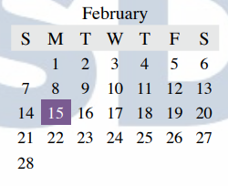 District School Academic Calendar for Legends Property for February 2021