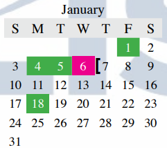 District School Academic Calendar for Donald Elementary for January 2021