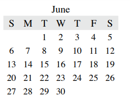 District School Academic Calendar for Middle School #15 for June 2021