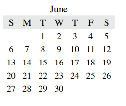 District School Academic Calendar for Lamar Middle for June 2021