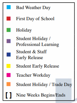 District School Academic Calendar Legend for Morningside Elem