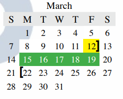 District School Academic Calendar for Parkway Elementary for March 2021