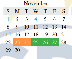 District School Academic Calendar for Ethridge Elementary for November 2020