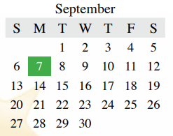 District School Academic Calendar for Bluebonnet Elementary for September 2020