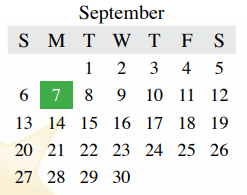 District School Academic Calendar for Timber Creek Elementary for September 2020