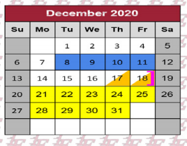District School Academic Calendar for Liberty-eylau Pri for December 2020