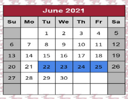 District School Academic Calendar for Liberty-eylau Middle for June 2021