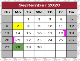 District School Academic Calendar for Alter Sch for September 2020