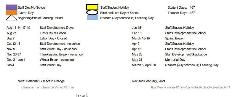 District School Academic Calendar Key for Liberty Hill Elementary