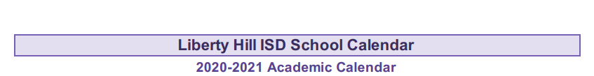 District School Academic Calendar for Williamson Co Academy