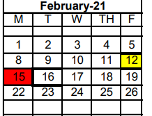 District School Academic Calendar for Early Childhood Center for February 2021