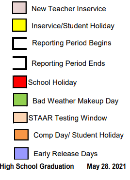 District School Academic Calendar Legend for Lindale Junior High