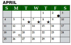 District School Academic Calendar for Livingston J H for April 2021