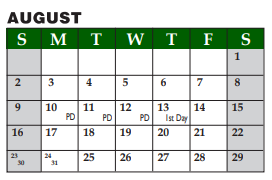 District School Academic Calendar for Pine Ridge Elementary for August 2020