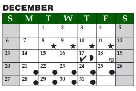District School Academic Calendar for Livingston H S for December 2020