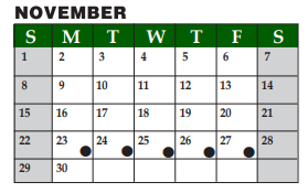 District School Academic Calendar for Livingston H S for November 2020