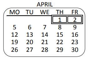 District School Academic Calendar for Dena Elementary for April 2021