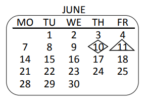 District School Academic Calendar for Bellevue Primary School for June 2021
