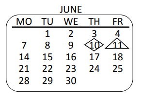 District School Academic Calendar for Young Continuation for June 2021