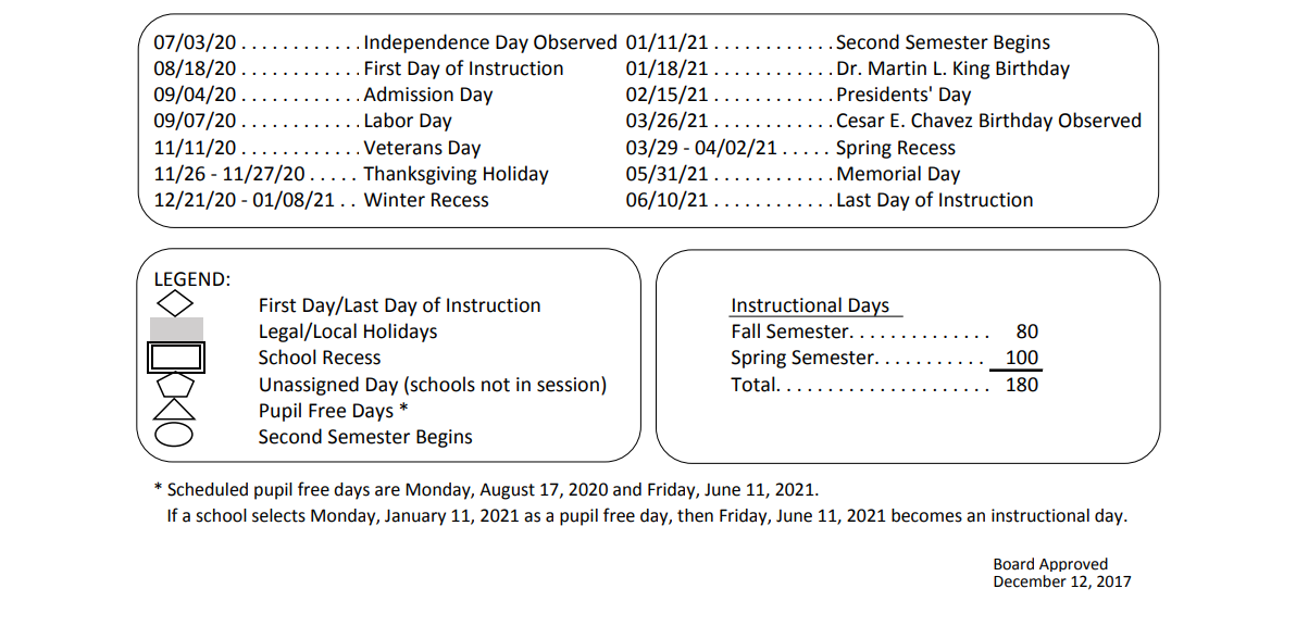 District School Academic Calendar Key for Weigand Avenue Elementary