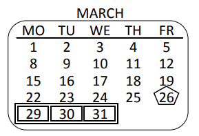District School Academic Calendar for Urban Academy Charter Middle for March 2021