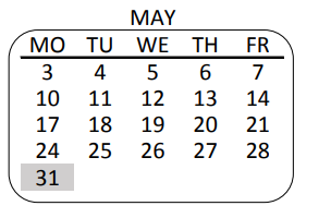 District School Academic Calendar for Highland Park Continuation for May 2021