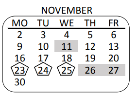 District School Academic Calendar for Wright Middle School for November 2020