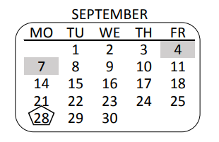 District School Academic Calendar for Monlux Elementary for September 2020