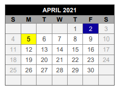 District School Academic Calendar for Hart Elementary for April 2021