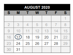 District School Academic Calendar for Lovejoy H S for August 2020