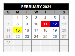 District School Academic Calendar for Lovejoy Elementary for February 2021