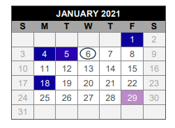 District School Academic Calendar for Lovejoy Elementary for January 2021
