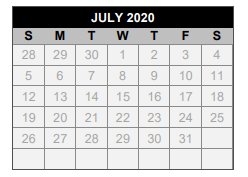 District School Academic Calendar for Hart Elementary for July 2020