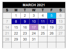 District School Academic Calendar for Hart Elementary for March 2021