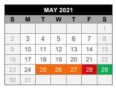 District School Academic Calendar for Lovejoy Elementary for May 2021