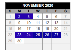 District School Academic Calendar for Lovejoy H S for November 2020