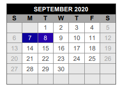 District School Academic Calendar for Lovejoy Elementary for September 2020