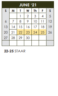 District School Academic Calendar for Whiteside Elementary for June 2021