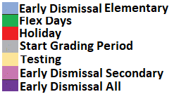 District School Academic Calendar Legend for Bean Elementary