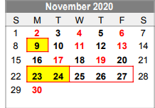 District School Academic Calendar for Lubbock-cooper High School for November 2020