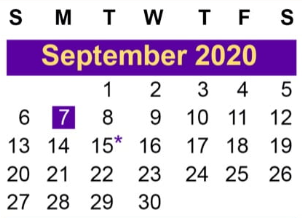 District School Academic Calendar for Slack Elementary for September 2020