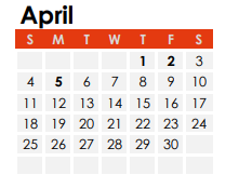 District School Academic Calendar for New Augusta Pub Aca-south for April 2021
