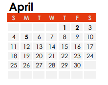 District School Academic Calendar for Fishback Creek Public Aca for April 2021