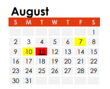 District School Academic Calendar for Guion Creek Middle School for August 2020