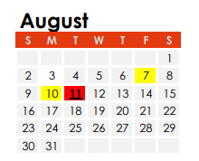 District School Academic Calendar for Fishback Creek Public Aca for August 2020