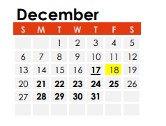 District School Academic Calendar for Fishback Creek Public Aca for December 2020