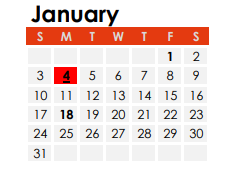 District School Academic Calendar for Eastbrook Elementary School for January 2021