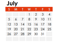 District School Academic Calendar for Central Elementary School for July 2020