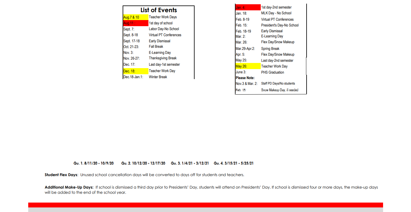 District School Academic Calendar Key for Lincoln Middle School