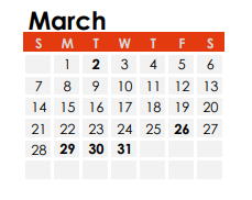 District School Academic Calendar for Fishback Creek Public Aca for March 2021